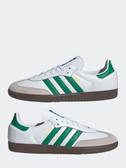 adidas originals Blanc/Vert - Samba Trainers Clearance