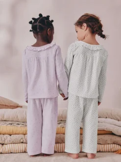Next Blanc/Violet Fleuri - Lot de 2 pyjamas Amples (9mois à8ans) Clearance