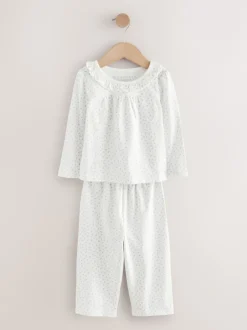 Next Blanc/Violet Fleuri - Lot de 2 pyjamas Amples (9mois à8ans) Clearance