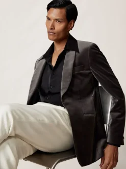 Reiss Blazer Mount habillé en velours à simple boutonnage New