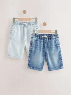 Next Bleach/Mid Bleu - Bermuda Pull On Denim Shorts 2 Pack (3-16yrs) Hot