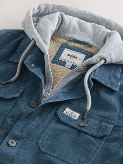 Next Bleu - À capuche Velours côtelé Borg Veste-chemise doublée Outlet