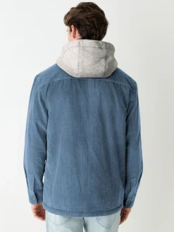 Next Bleu - À capuche Velours côtelé Borg Veste-chemise doublée Outlet