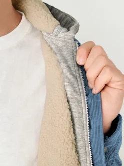 Next Bleu - À capuche Velours côtelé Borg Veste-chemise doublée Outlet