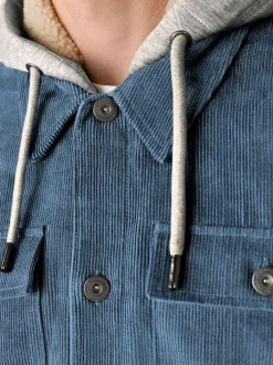 Next Bleu - À capuche Velours côtelé Borg Veste-chemise doublée Outlet