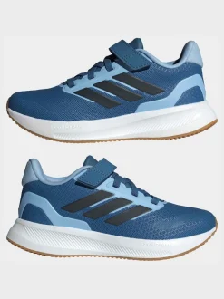 adidas - Baskets de course Runfalcon 5 à lacets élastiques pour enfant Bleu New