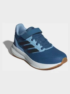 adidas - Baskets de course Runfalcon 5 à lacets élastiques pour enfant Bleu New