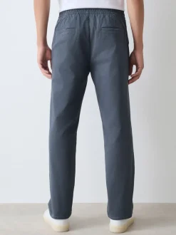 Next Bleu - Ajustement droit - Pantalons Chinos extensibles plissés avec taille élastique Hot