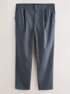 Next Bleu - Ajustement droit - Pantalons Chinos extensibles plissés avec taille élastique Hot