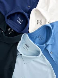 Next - Ajustement régulier - Polo en jersey Manches courtes 5 Pack Bleu Hot