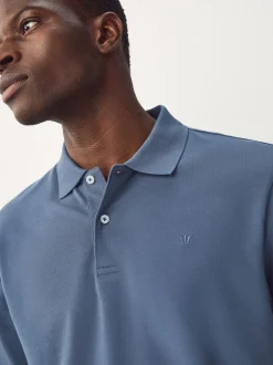 Next - Ajustement régulier - Polo à manches longues en piqué Bleu