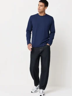 Next - Ajustement régulier - T-shirt à manches longues de cou d'équipage Bleu