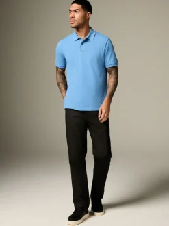 Next - Ajustement régulier - Polo Manches courtes Pique Bleu New