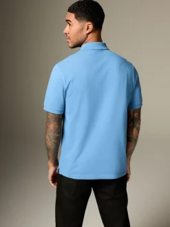 Next - Ajustement régulier - Polo Manches courtes Pique Bleu New