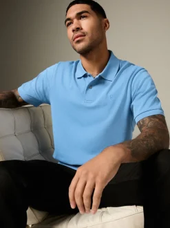 Next - Ajustement régulier - Polo Manches courtes Pique Bleu New