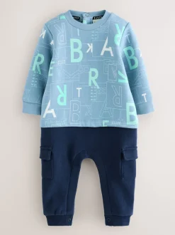 Baker by Ted Baker Bleu - Barboteuse à manches longues imprimée partout New