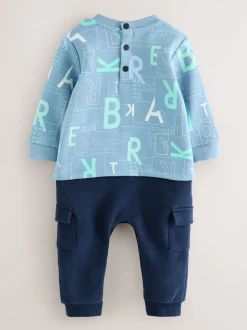 Baker by Ted Baker Bleu - Barboteuse à manches longues imprimée partout New