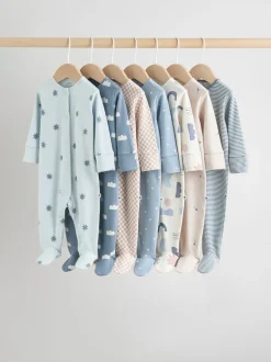 Next Bleu - Bébé Popper Sleepsuits Pack de 7 (0mois -2ans)