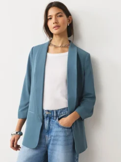 Next - Blazer décontracté à manches froncées Bleu Hot