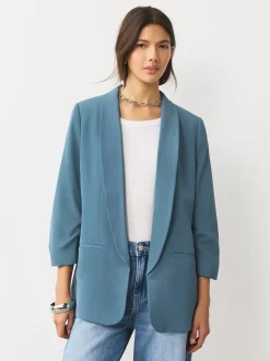 Next - Blazer décontracté à manches froncées Bleu Hot