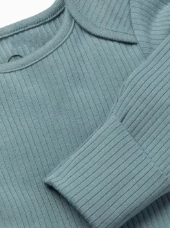 Mori Bleu - Body côtelé extensible à manches longues et encolure Discount