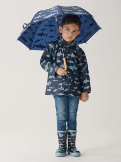 Hatley Bleu - Bottes de pluie Shark Frenzy roses