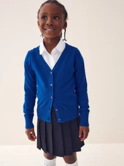 Next - Cardigan à col en V Cotton Rich School (3-16ans) Bleu Hot