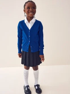 Next - Cardigan à col en V Cotton Rich School (3-16ans) Bleu Hot