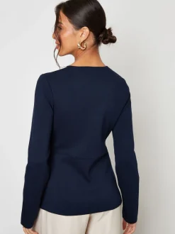 Threadbare Bleu - Cardigan boutonné en maille cintrée Discount