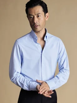 Charles Tyrwhitt Bleu - chemise en jersey boutonnée stretch dans quatre sens Hot