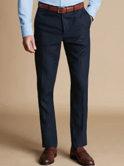 Charles Tyrwhitt Bleu - Coupe ajustée  100% Lin Pantalons Discount