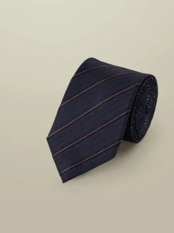 Charles Tyrwhitt Bleu - cravate rayée en soie Best
