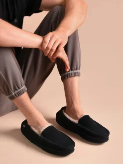 Just Sheepskin Bleu - Chaussons Harry homme en peau de mouton Best