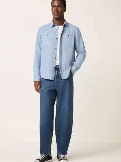 Next Bleu - Chemise à manches longues texturée à deux poches Coupe classique Hot