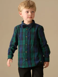 Angel & Rocket Bleu - Chemise Camden brossée avec Nœud papillon