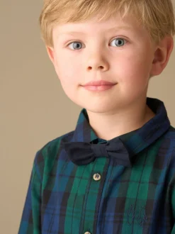 Angel & Rocket Bleu - Chemise Camden brossée avec Nœud papillon