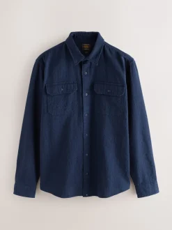 Next Bleu - Chemise Coupe classique texturée à manches longues gaufrée