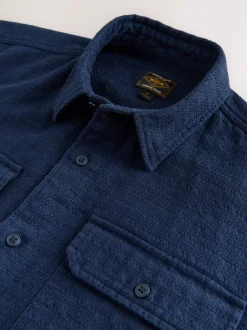 Next Bleu - Chemise Coupe classique texturée à manches longues gaufrée