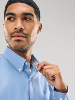 Next - Chemise Oxford stretch à manches longues Bleu Online