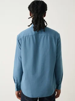 Next Bleu - Chemise Oxford teintée en pièce à manches longues Discount