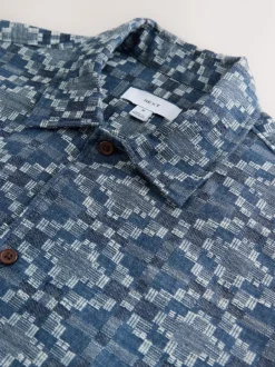 Next Bleu - Chemise texturée à manches courtes style Navajo Discount