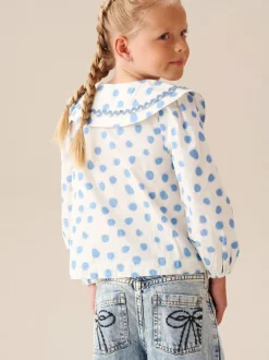 Angel & Rocket Bleu - Chemisier Leonie à pois double col Hot