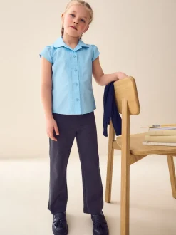 Next Bleu - Chemisier scolaire à manches bouffantes et bordures en dentelle (3-14ans)