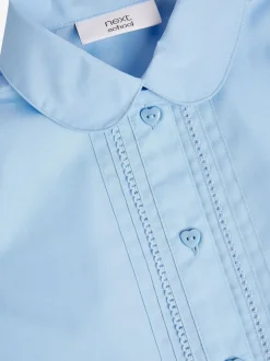 Next Bleu - Chemisier scolaire à manches bouffantes et bordures en dentelle (3-14ans)