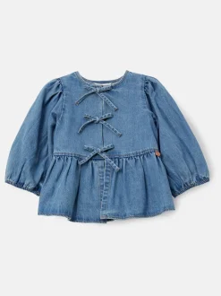 Angel & Rocket Bleu - Chemisiers Ria Broderie Cravate devant Péplum New