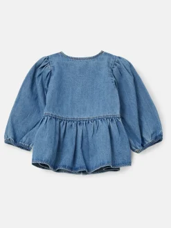 Angel & Rocket Bleu - Chemisiers Ria Broderie Cravate devant Péplum New