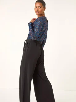 Roman Bleu - Combinaison Sequin Wrap Col en V extensible Hot