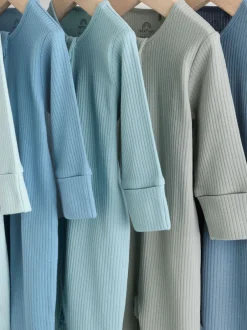 Next Bleu - Combinaisons de nuit à fermeture éclair pour bébés 5 Pack (0mths-3yrs) Best