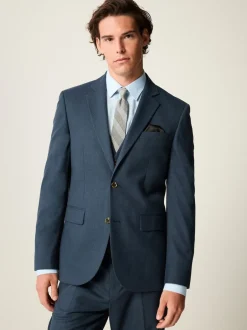 Next Bleu - Coupe ajustée Textured Flannel Suit Veste New