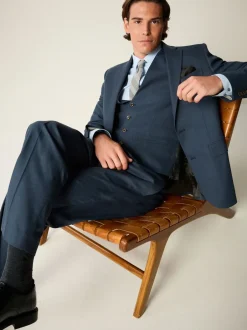 Next Bleu - Coupe ajustée Textured Flannel Suit Veste New